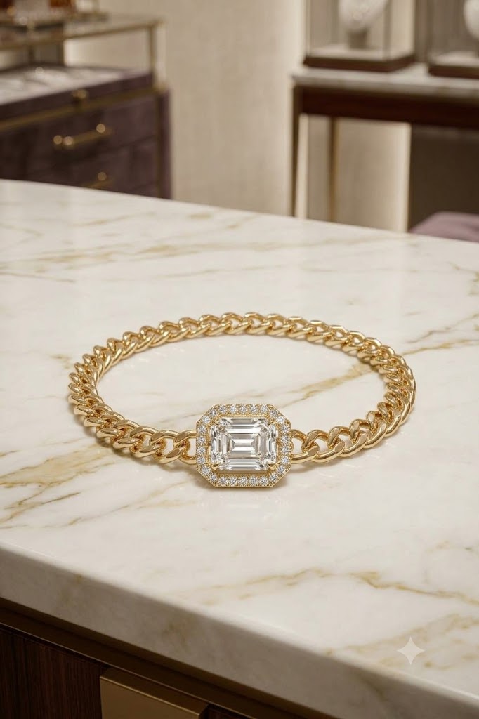 Diamond Cuban Link Halo Chain Bracelet - 3 BOXES LUXURY