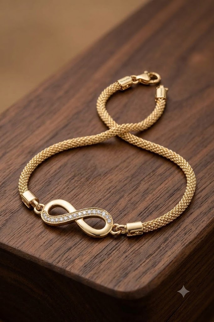 Gold Infinity Pavé Crystal Mesh Bracelet - 3 BOXES LUXURY