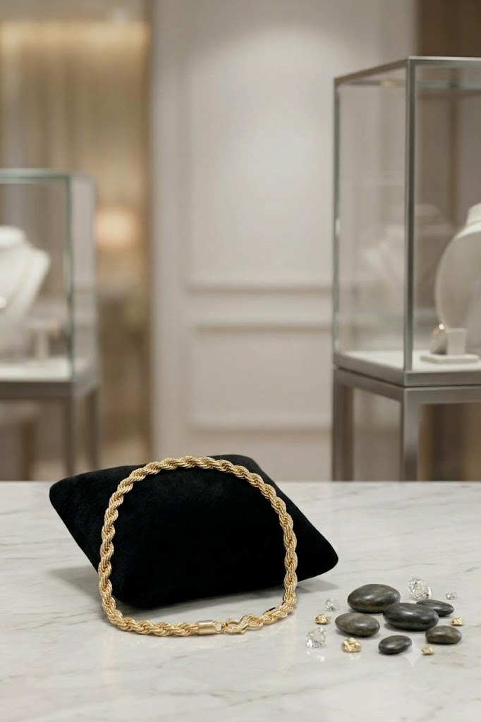 simply a Gold Rope Chain Necklace - 3 BOXES LUXURY
